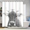 Artistic Cow Shower Curtain Waterproof Bath Decor Grey Animal Print Bathroom Tarpaulin Shower Door Liner for Home Decoration (18