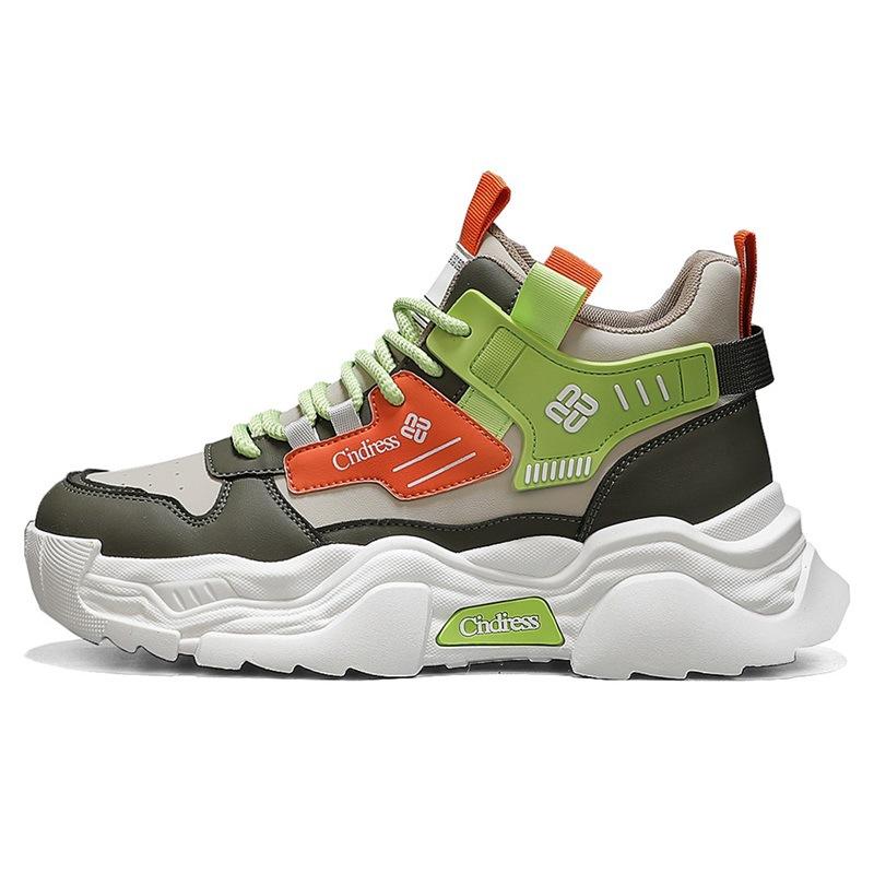 

22 autumn dad shoes niche leather sports Hong Kong style students street shooting running tide shoes hot 44 м ята зелений колір