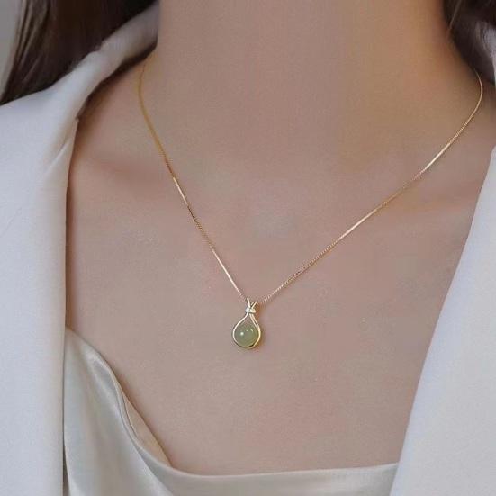 Bead Lucky Bag Rhinestones Women Inlaid Necklace Shining Pendant Adjustable Female Elegant Necklace Accessories