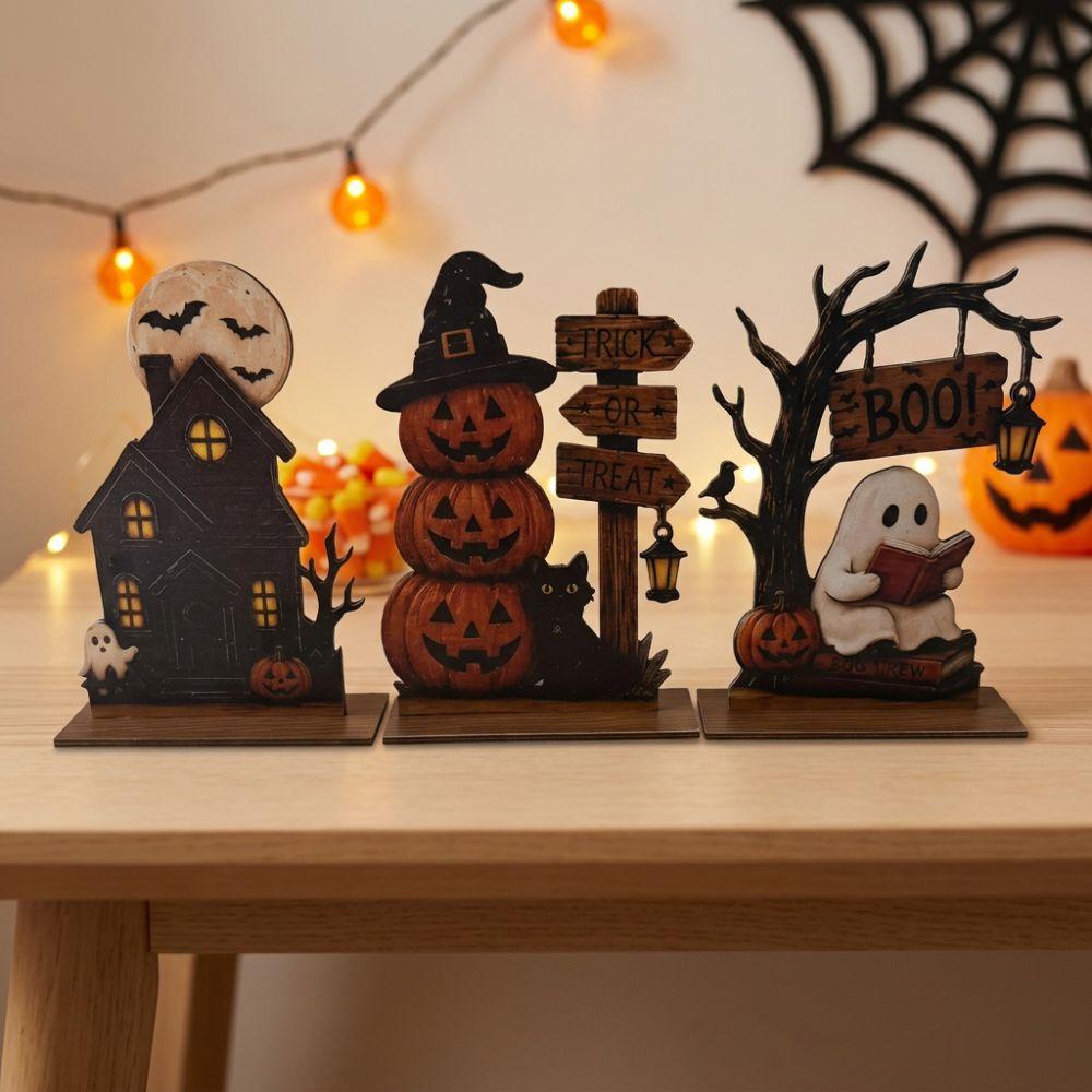 2D Flat Ghost Pumpkin Standing Sign Trick or Treat Haunted House Statue Holiday Party