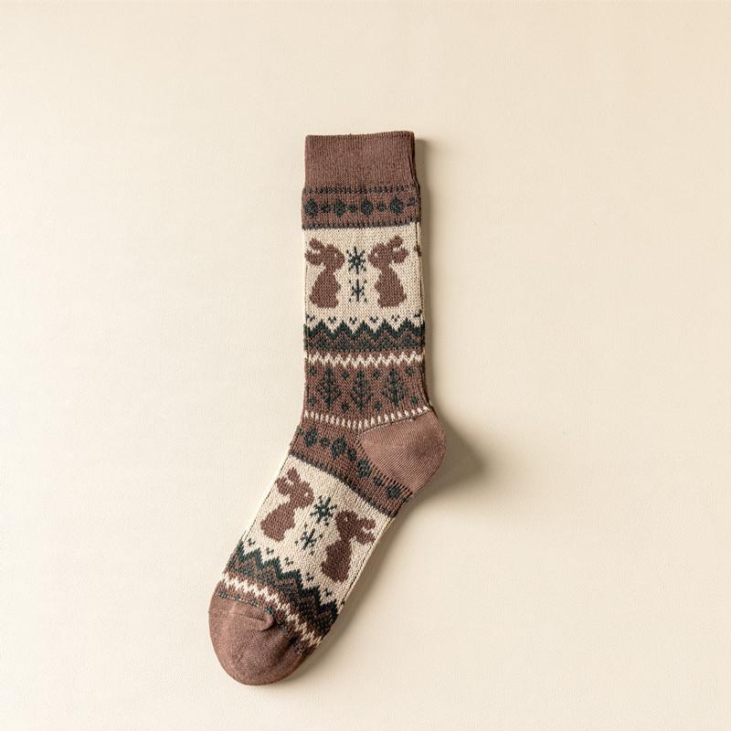 Winter Coral Fleece Cartoon Calf Socks Thickened Long Tube Warm Knee Floor Socks