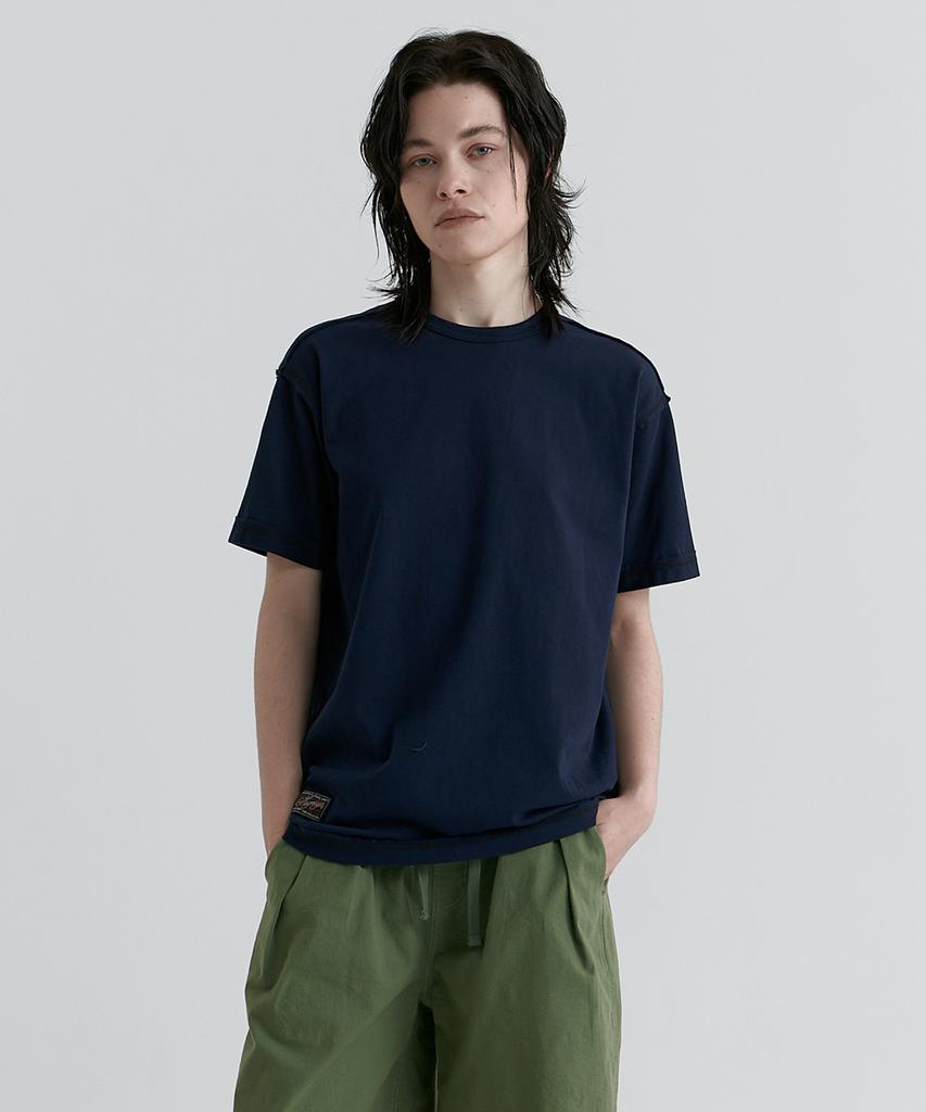 MAGOODGAN Swagber 3594 Vintage Clothing Semi-Overfit Navy Short Sleeve Tee
