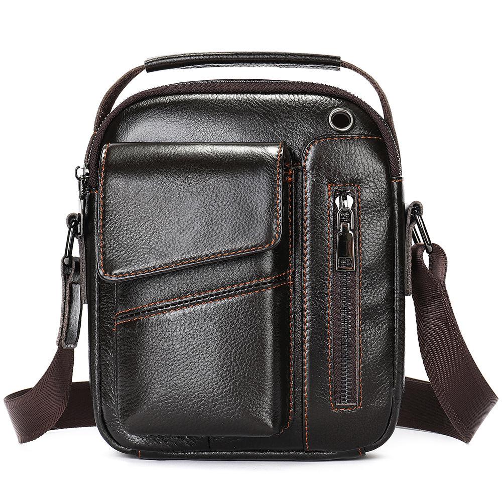 Top Grain Genuine Leather Men's Crossbody Shoulder Bag - Luxury Business & Commute Style