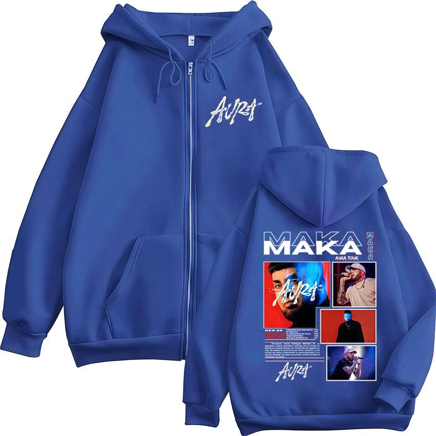 Rapper Maka Aura Tour Reißverschluss Kapuzenpullover Herren Damen Kleidung Mode Hip Hop Zip Up Sweatshirts Langarm Oversized Pullover