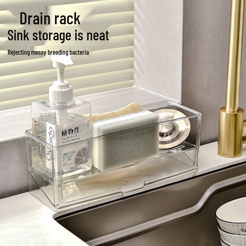 Kitchen Sink Organizer: No-Install Storage Rack for Draining, Rag Holder, and Cleaning Supplies