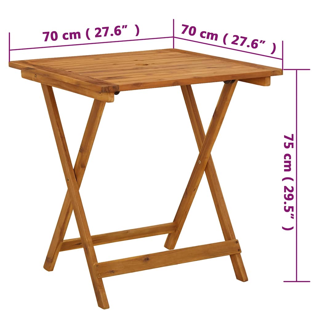 Folding Garden Table 70 x 70 x 75 cm Solid Acacia Wood