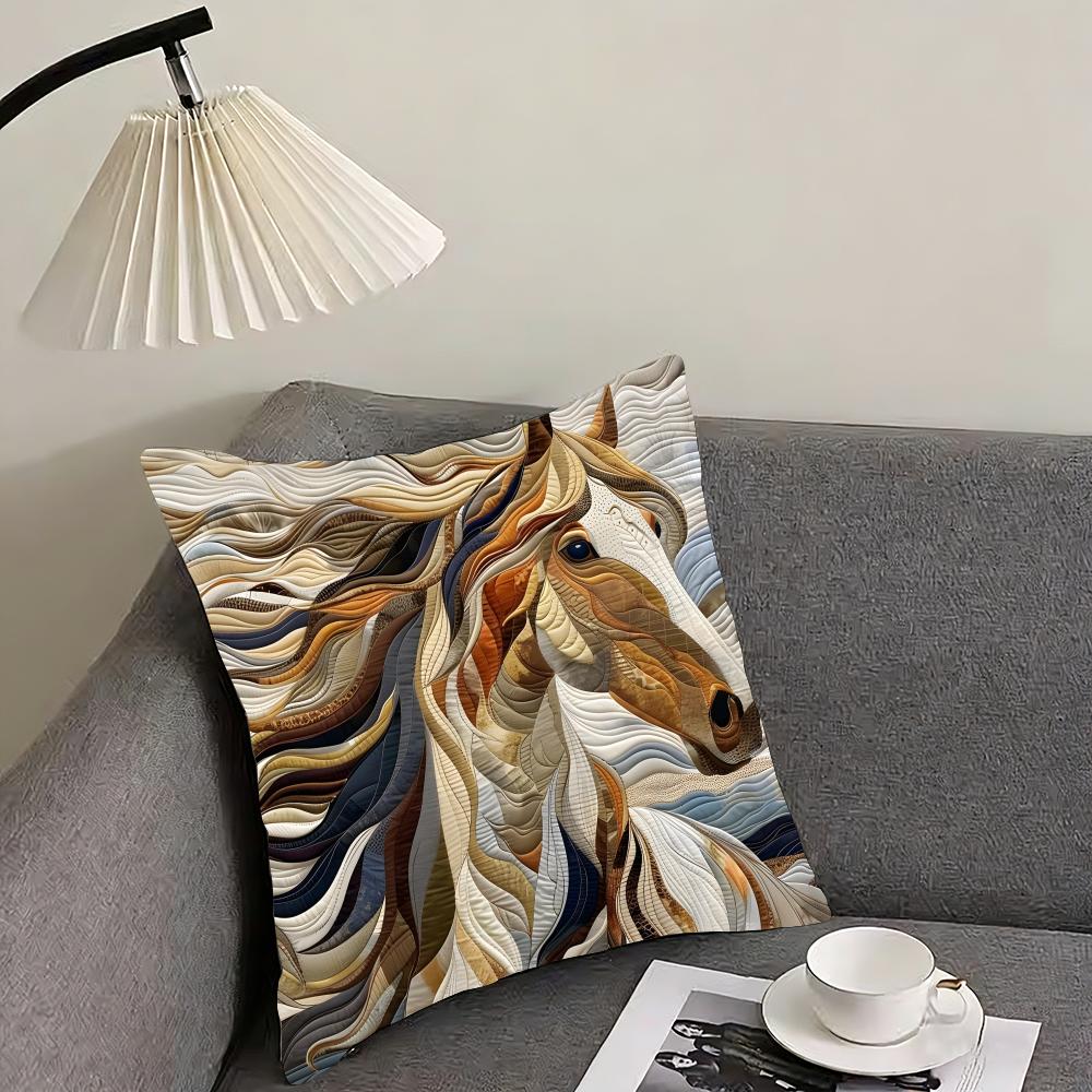 Printing Stylish Horse Fashion Cushion Cover Pillowcase Ultra Soft Skin Friendly Fabric Cloud Like Comfort  Concealed Zipper