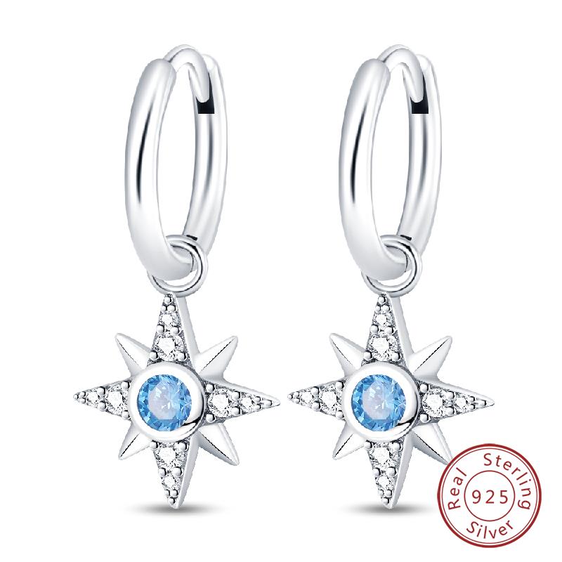 Hot 925 Sterling Silver Earrings Charm Simple Shining Lotus Zircon Wedding Women Jewelry Gift