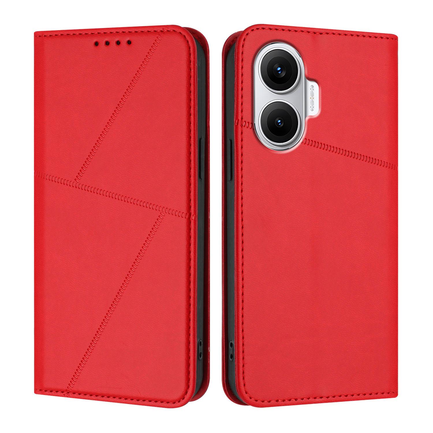 

For Xiaomi Redmi Turbo 4 Pro 5G/Xiaomi Poco F7 5G Wallet Case Magnetic Closure Leather Flip Phone Cover with Stand Red