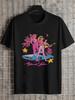 1pc Retro Holographic Rock Star Graphic T-shirt