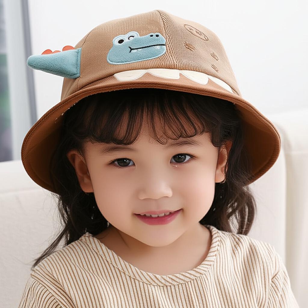Autumn Embroidered Baby Fisherman Hat - Versatile Sun Protection & Warmth