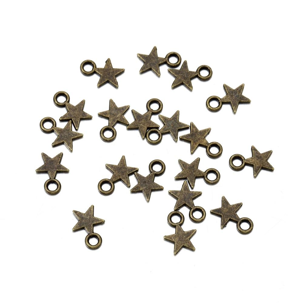 100 stk/pose Alloy Star Pendant Charm Anheng Håndlagede kjeder for DIY smykker å lage funn Armbånd Håndverk Tilbehør