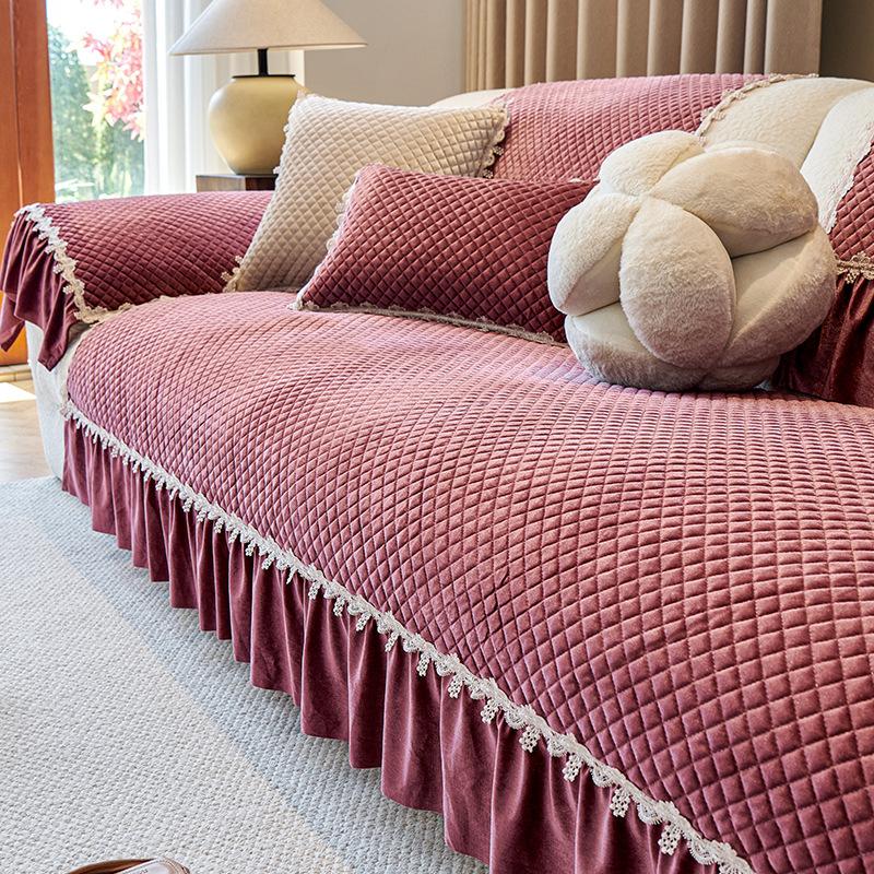 Nordic Simple Short Plush Sofa Cushion  Winter New Seat Cushion High-End Skirt Sofa Cover Cross-Border