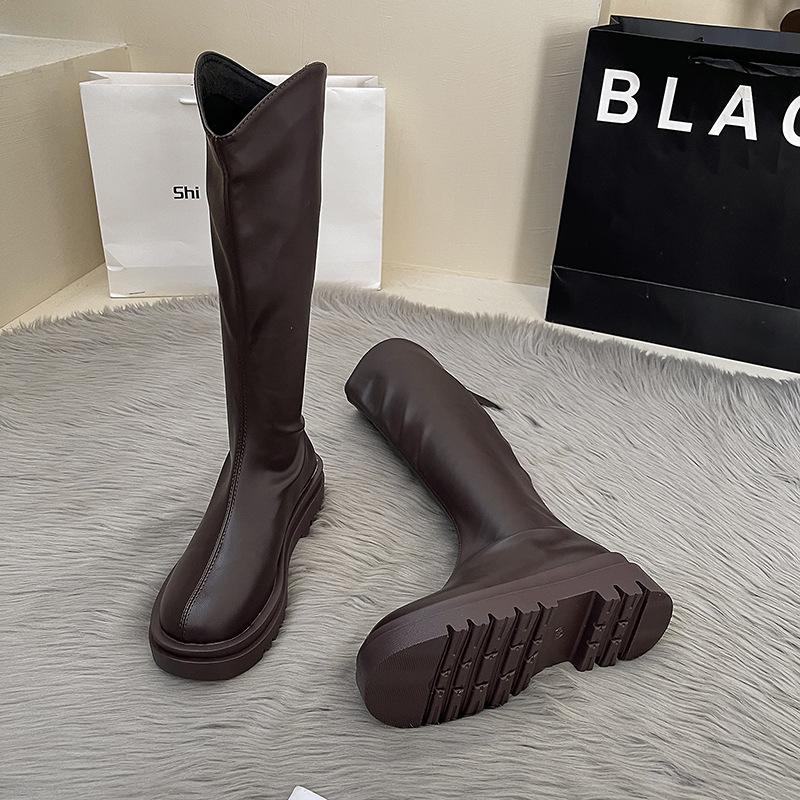 Fashion Versatile But Knee Boots Women's 2025 Summer New Retro Thin Small Thick-soled Heightening Knight Boots