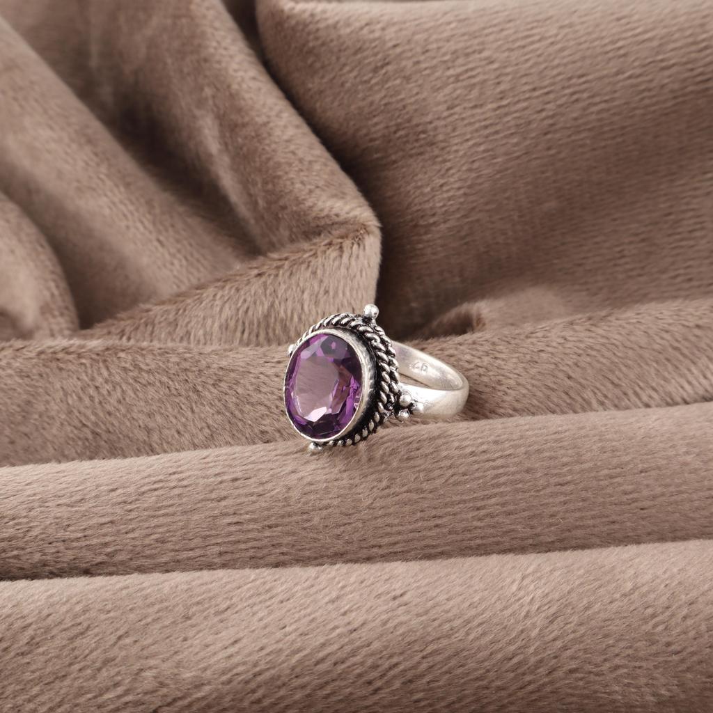 African Amethyst Ring Jewelry, Handmade Gemstone Ring, 925 Solid Sterling Silver Ring Dainty Jewelry, For Engagement Gift