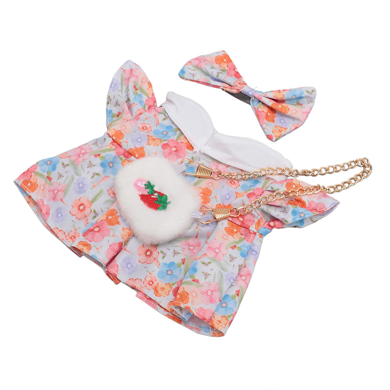 

Одежда для плюшевой куклы, галстук-бабочка из хлопка и ткани, 20 см, наряды для плюшевой куклы, платье с сумкой-клубникой 3