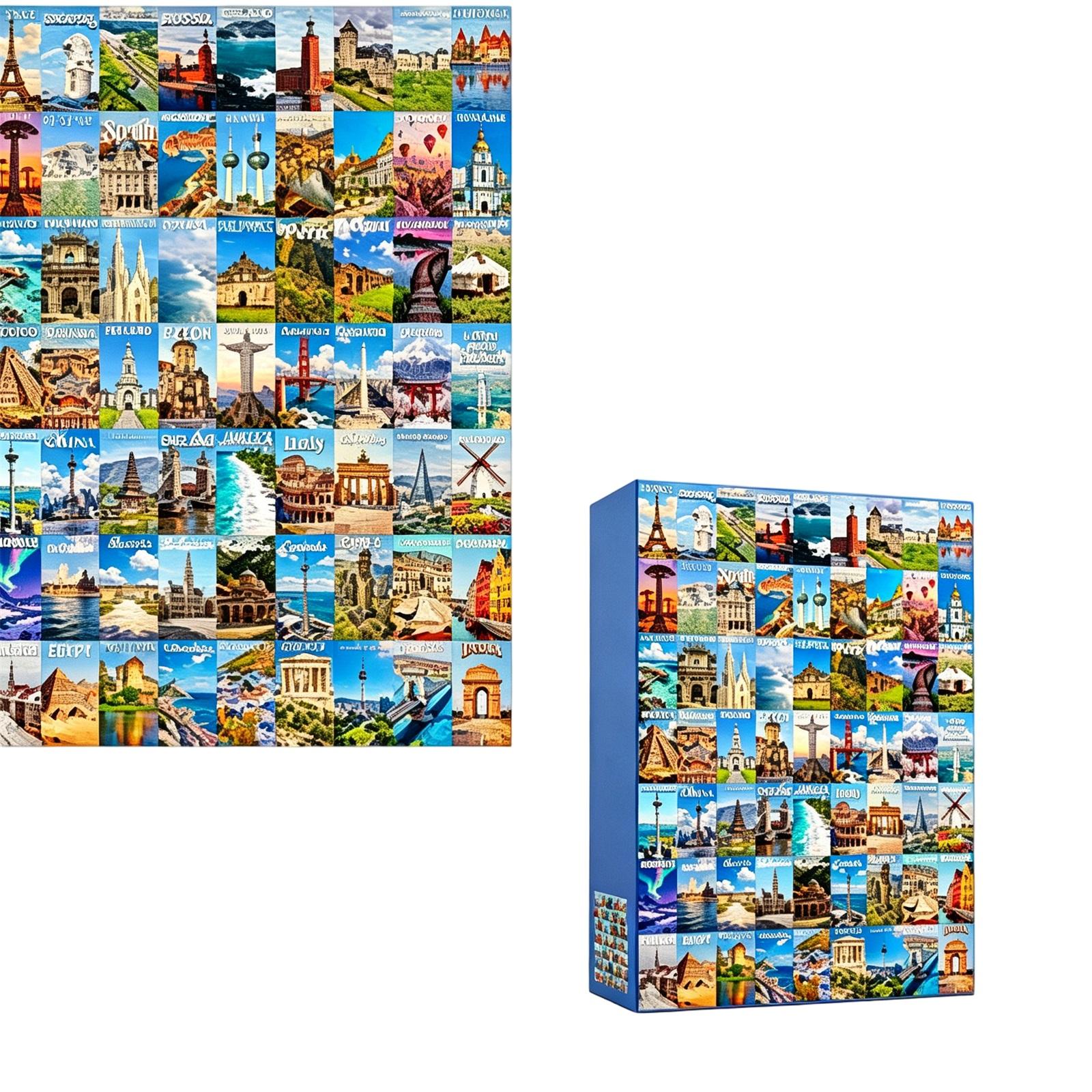 

1000 Piece Travel Puzzle for Adults with Famous Landmarks and Cities from Around the World Educational Jigsaw Puzzle for Adults and Teens one size синий