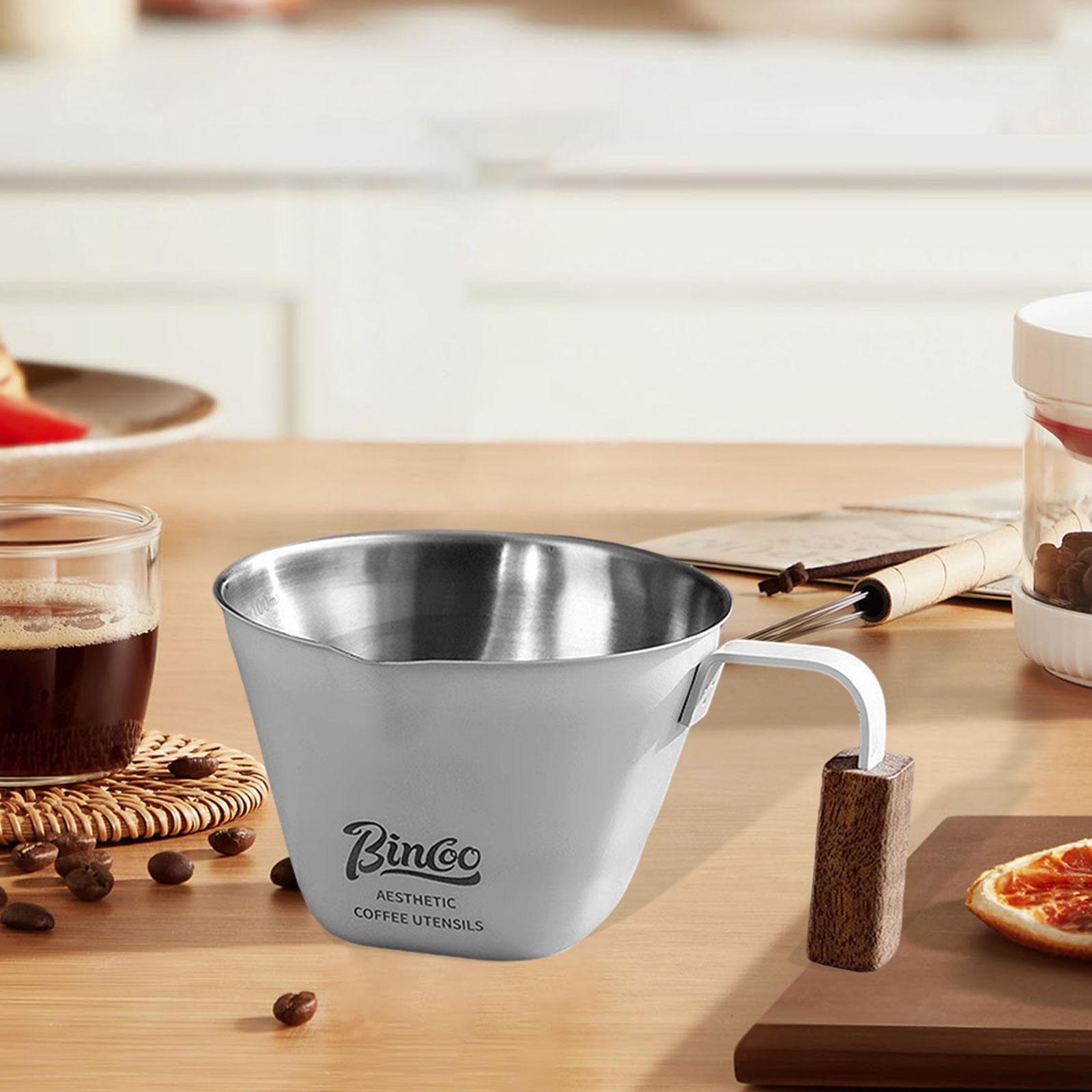 Espresso Extraction Cup Milk Cup with Wood Handle for Cooking Bakery Kitchen белый