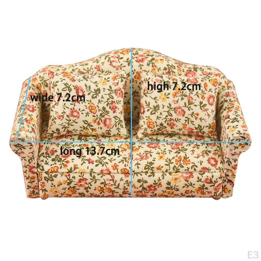 Sofa 1/12 Accessories Pattern Set with Cushions Toys