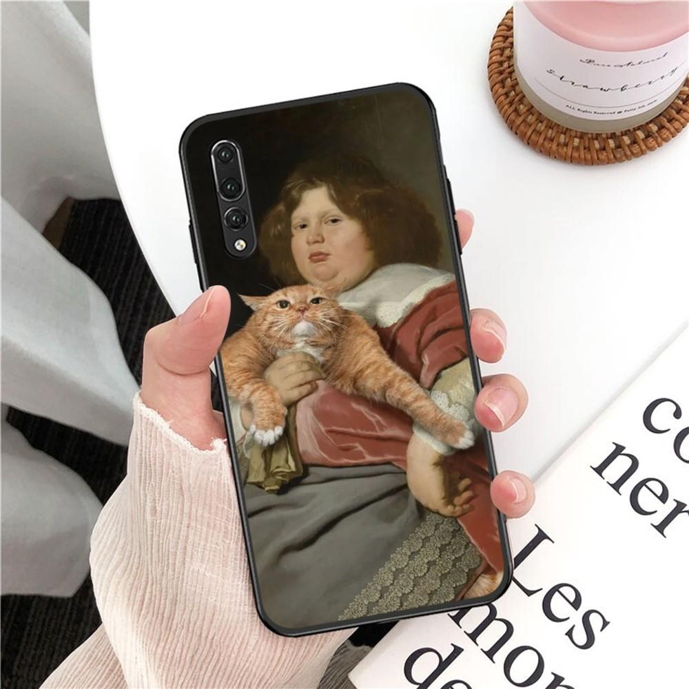 Van Gogh Mona Lisa Fun Cat Art Phone Case For Huawei P 8 9 10 20 30 40 50 Pro Lite Psmart Honor 10 Lite 70 Mate 20lite