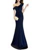 ISLAYCAOLILA E41 Karen Dress a Maxi Dress Perfect for or Party Women's (M, Navy), Flared, Long, One-shoulder Cabaret, Club, Wear.
