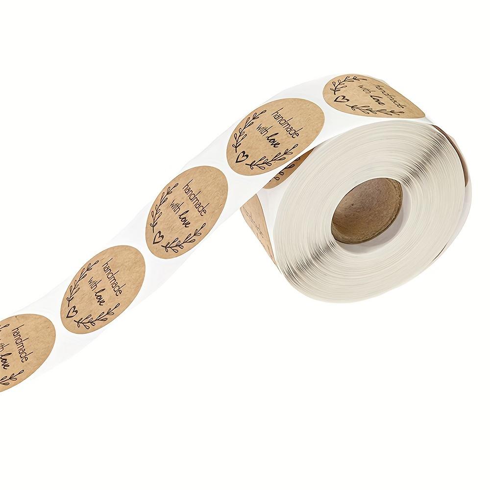 Brown Kraft Paper Stickers for Scrapbooking, Gift Stationery Labels, Handmade with Love, Thank You Stickers.