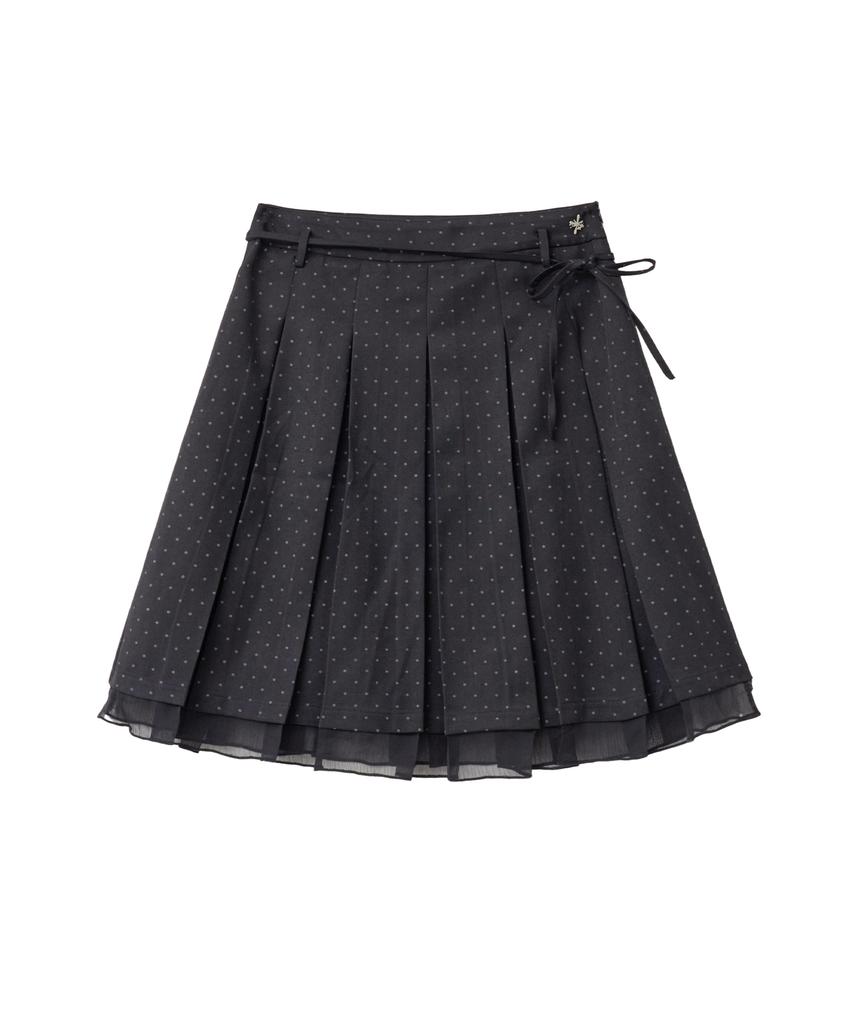 Lougeu Dot Chiffon Layered Skirt_Black