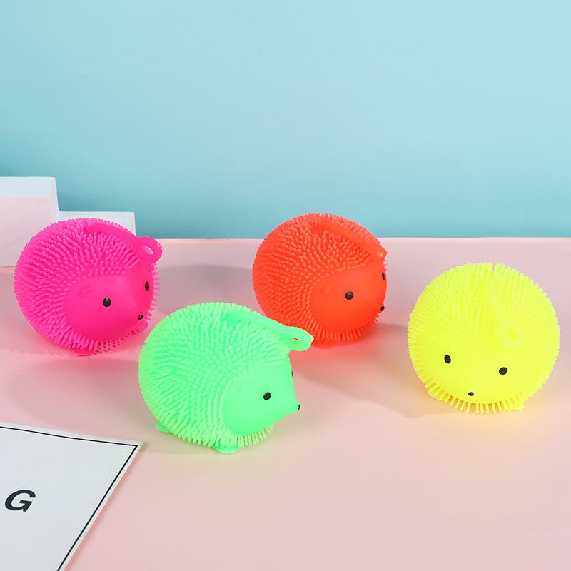 

Squishy Cartoon Flashing Hedgehog Squeeze Fur Ball Pinch Funny Cute Glowing Animal Ball Sensory Fidget Decompression Kids Toy