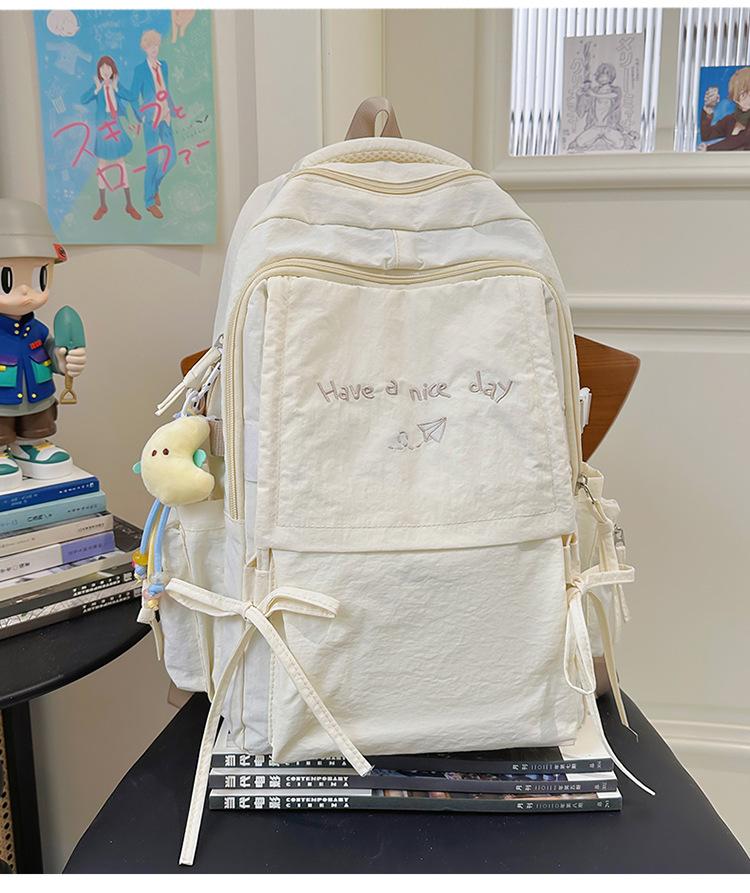 School bag light solid color outdoor travel large capacity back leisure versatile large