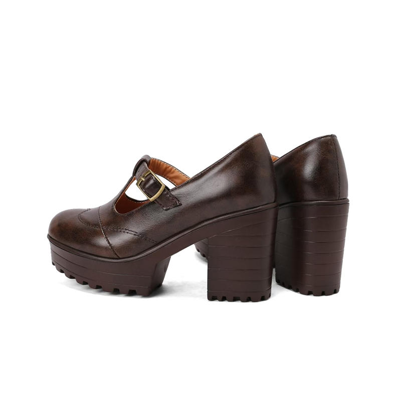 Dámské boty na vysokém podpatku, jaro a léto nové, voděodolné, platforma, silný podpatek, velká velikost, přezka, nízký svršek