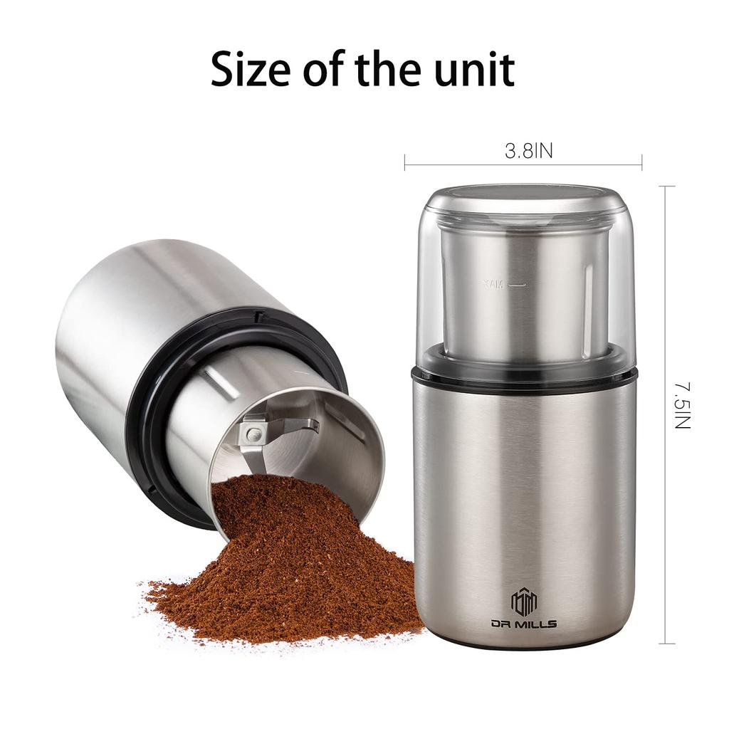 DR MILLS DM-7452 Electric Dry Spice & Coffee Grinder, Grinder & Chopper, Removable Cup, No-Wash, Blade and Cup Made of SUS304 Stainless Steel