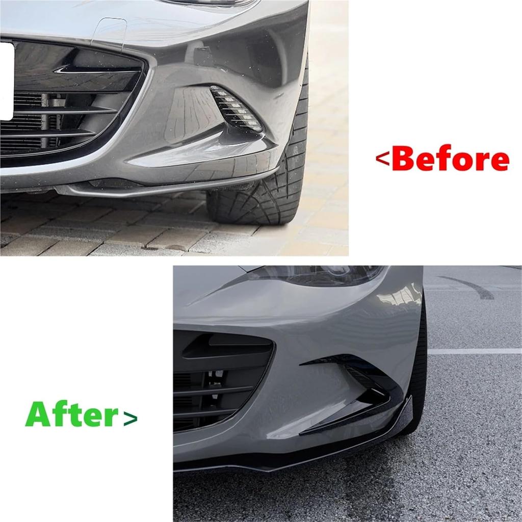 Compatible for Mazda MX-5 Miata ND 2016 2017 2018 2019 2020 2021-2024 Car Front Bumper Spoiler Fog Lamp Cover Air Knife Splitter Body Kit(Carbon
