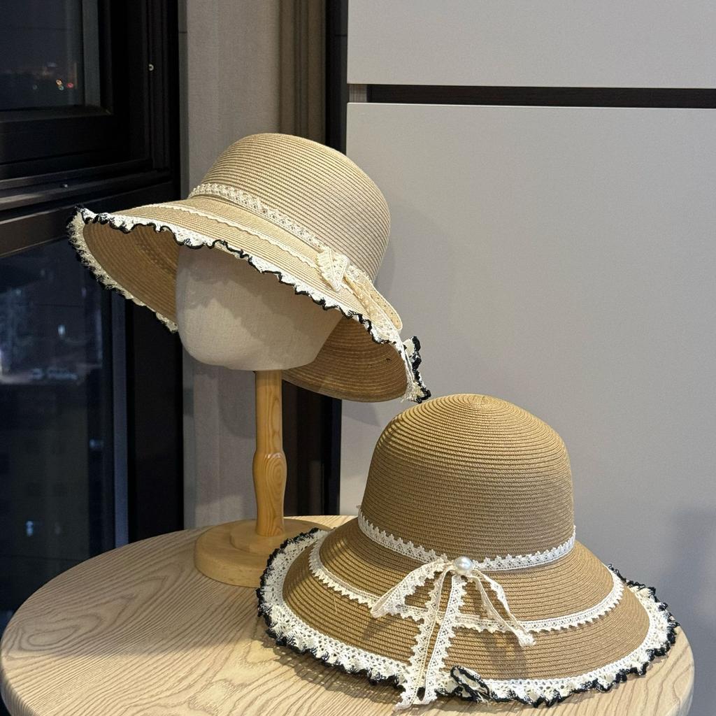Seaside Flower Sun Hat Large Brim Straw Hat Women's Sun Protection Hat Straw Hat Sun Hat Casual Versatile Straw Hat