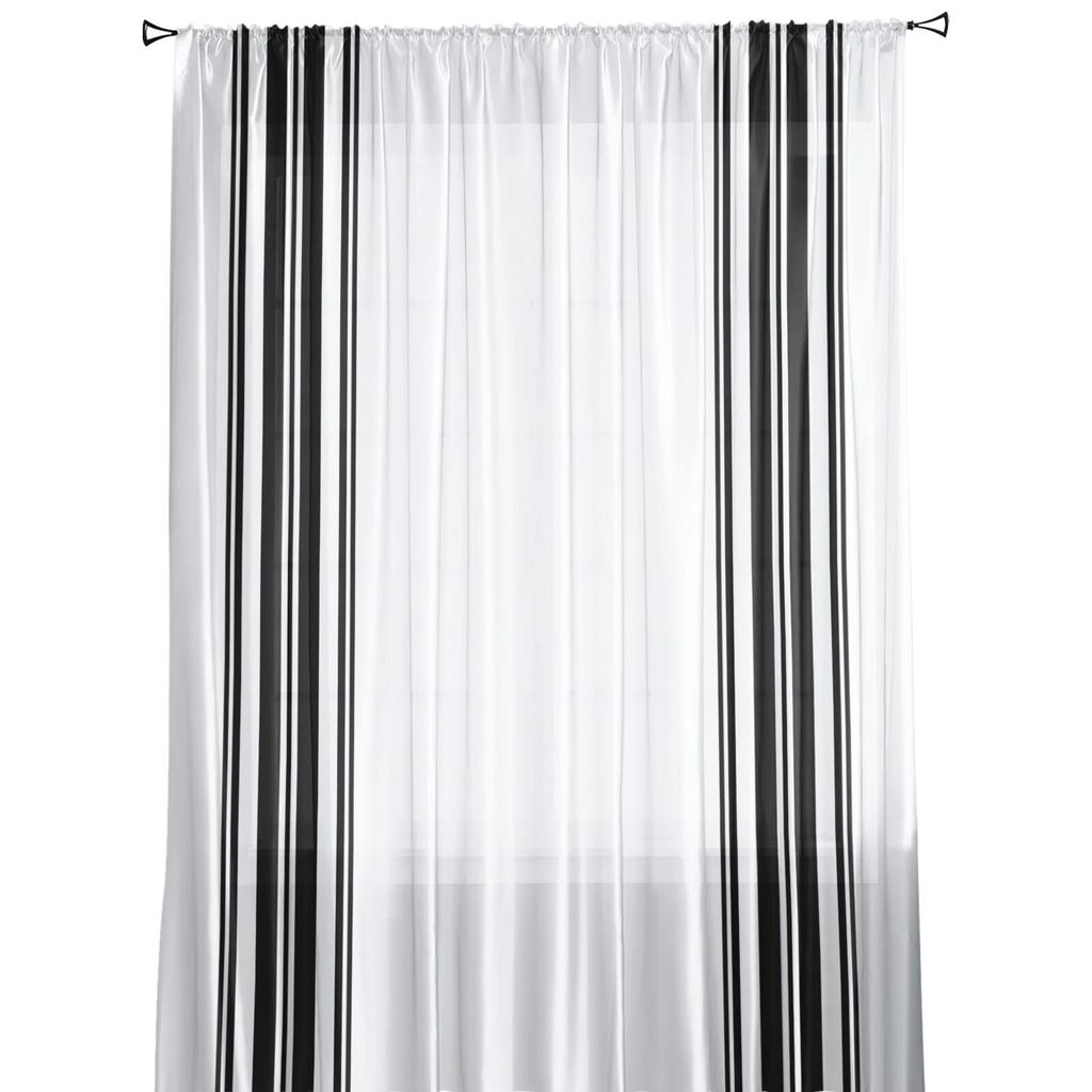 Farmhouse Stripes Black And White Sheer Curtains for Living Room Bedroom Tulle Window Drapes for Kitchen Decoration