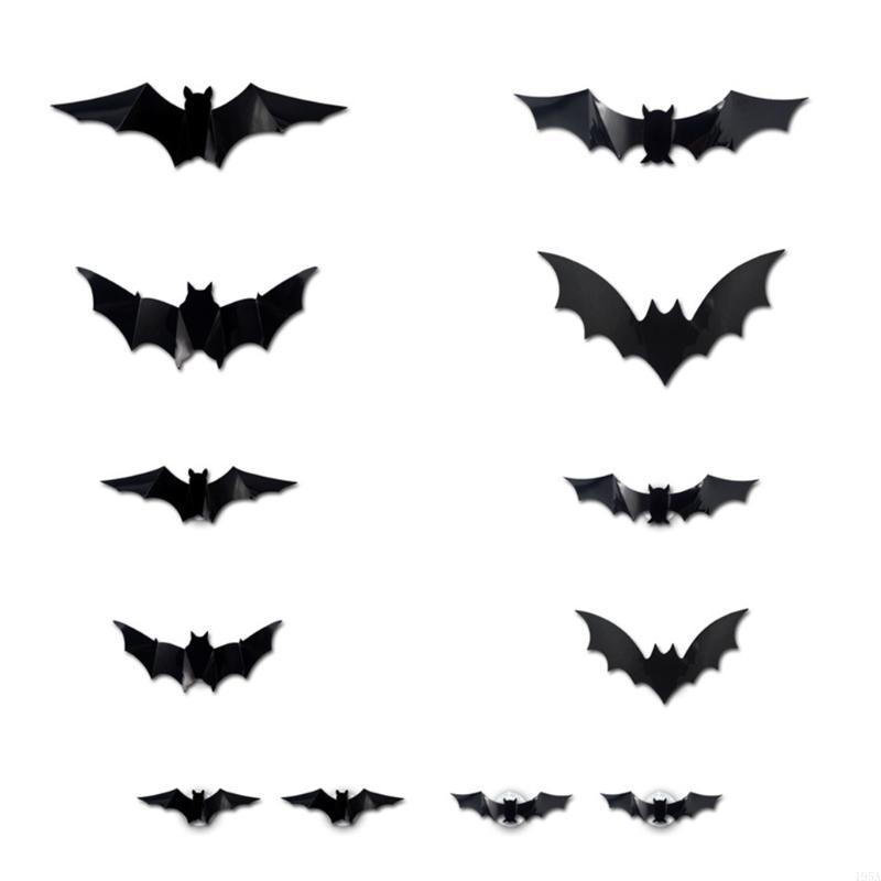 

Illuminated Bat Wall Decals Adhesive PVC Bat Clings with LED Light Halloween Decorations For Window Wall Mantels Ceiling