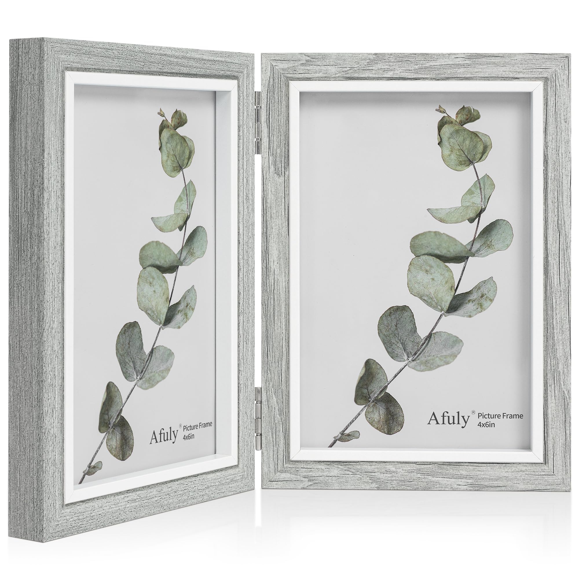 

Afuly Photo Frame Postcard Photo Frame Stylish Gray Wood Grain 10x15CM Foldable Postcard Frame Photo Frame Anniversary Birthday Present Day Decoration