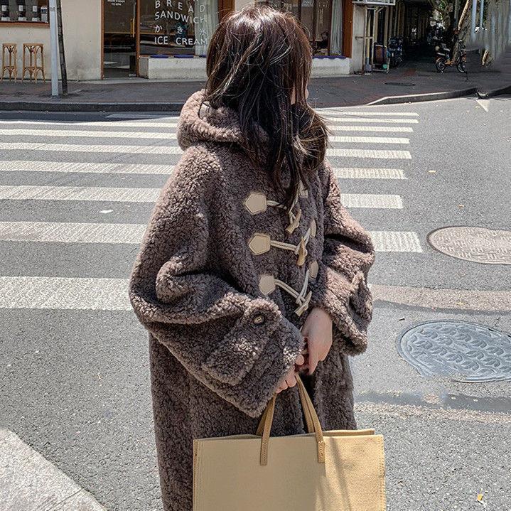 

Куртка женская средней длины из хлопка и овечьей шерсти, новая, на подкладке, модная зимняя одежда, толстый гранулированный вельвет, большой размер 2XL 130-70 kg темно-коричневого