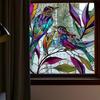Retro Stained Hummingbird Window Glass Electrostatic Stickers Stained Glass Window Film Decorative Leaves Bird Window Cling Glass Window Sticker