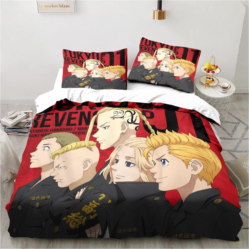 Anime Tokyo Revengers Ryuguuji Ken Sano Manjiro Bettbezug Cartoon Bettwäschesets Bettset Steppdecke Bettdeckenbezüge Heimtextilien