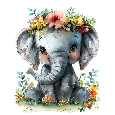 5d DIY Diamond Painting Cross Stitch Watercolor Elephant Animals Diamond Embroidery Mosaic Full Round Drill Home Decor