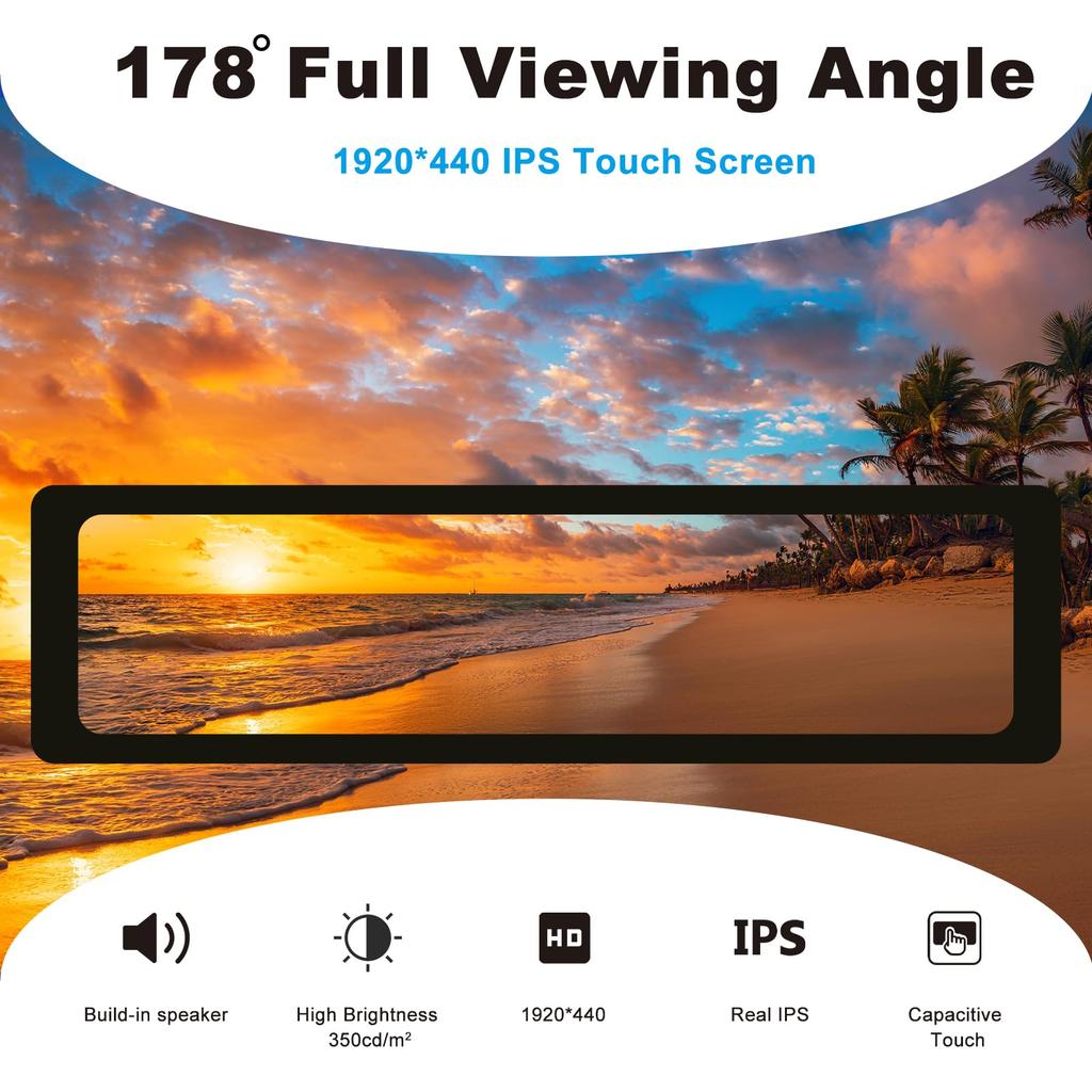 GeeekPi Capacitive Touchscreen LCD 1920x440 HDMI IPS 11.26"