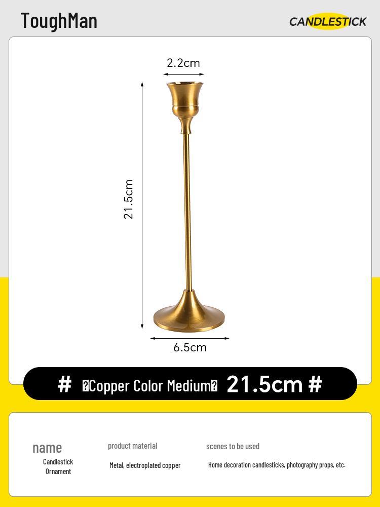Gold Spiral Candlestick for Romantic Candlelight Dinner - Long, Smokeless, White Candle