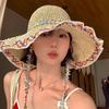 Ethnic Style Straw Hat Large Brim Sun Protection Hat Fashionable Fisherman's Hat  Vacation