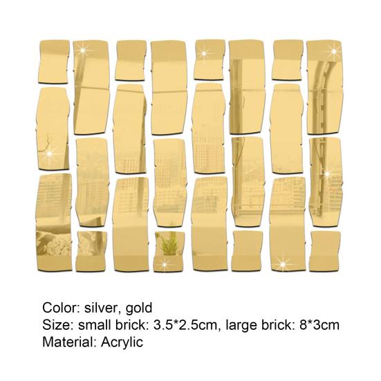 24Pcs/1Set Wall Stickers Anti-corrosion Easy To Stick Glossy Surface Mirror Wall Stickers for Living Room