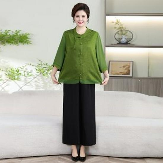 Plus Size Summer Casual Two-Piece Set for Middle-Aged & Elderly Women