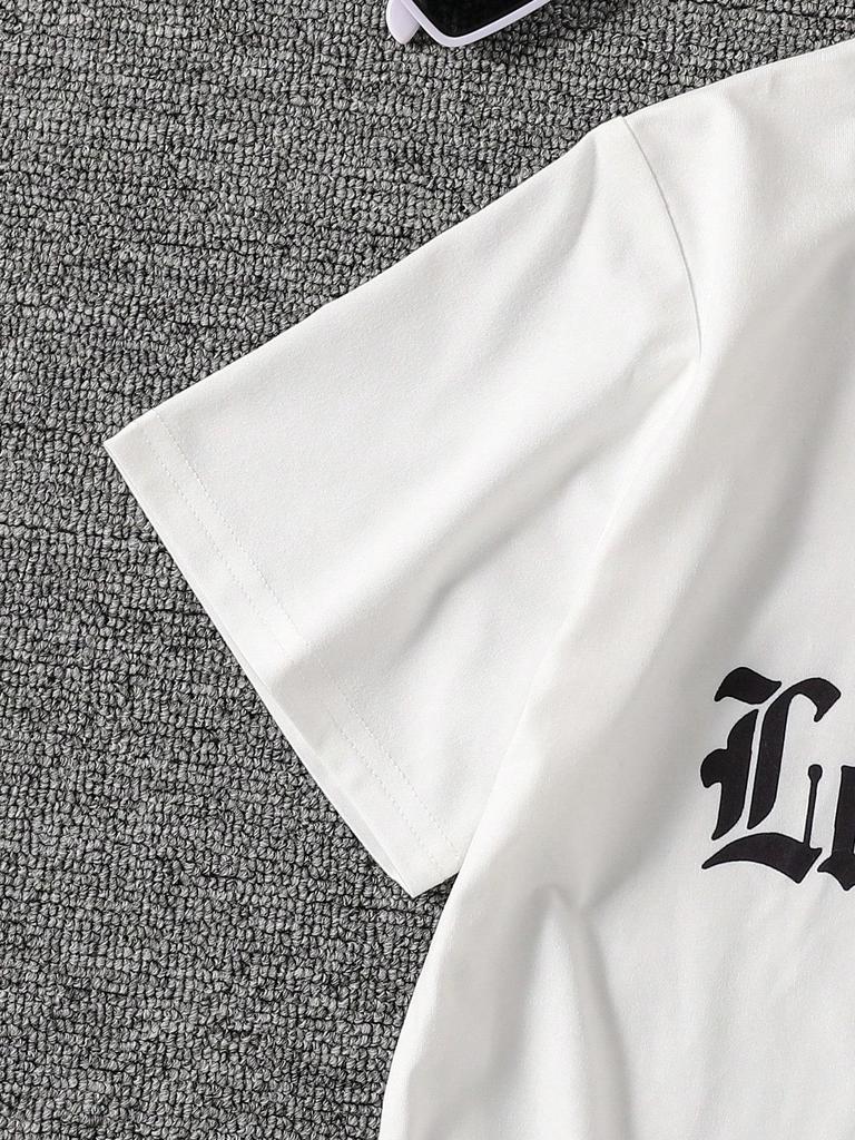 Jungen Street Style LOS ANGELES Buchstabendruck Modisches Alltags-Freizeitkleidung Weiches und Bequemes Kurzarm-T-Shirt Frühjahrs-/Sommerkollektion