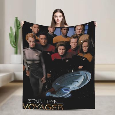 Star Trek Voyager Crew Flanelldecke Weiche Überwurfdecke für Sofa Bett Flugzeug Reisen Ästhetische Tagesdecke Sofa Bettbezug