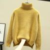 Sweater for Women Autumn Winter Solid Color Thickened High Neck Warm Knitted Stretchy Long Sleeve Tops
