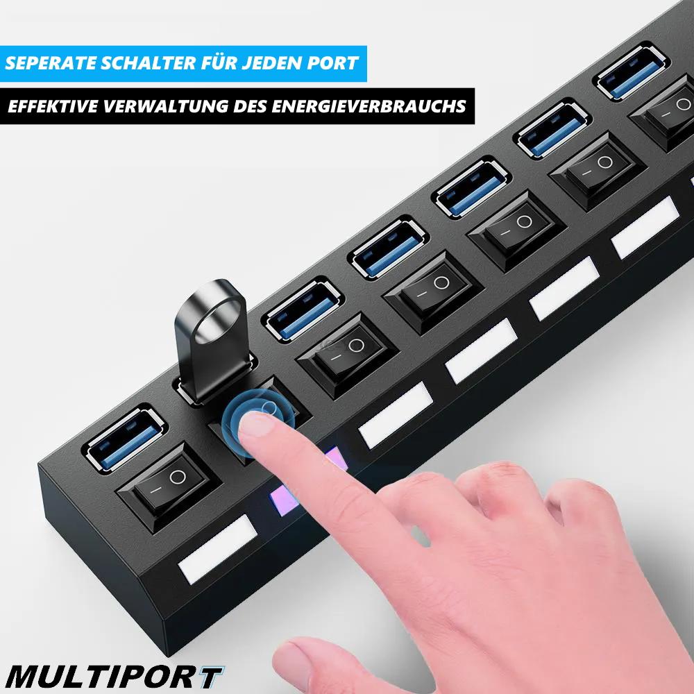 MULTIPORT USB Hub 7-portový Rozbočovač Adaptér Superspeed Datový rozbočovač