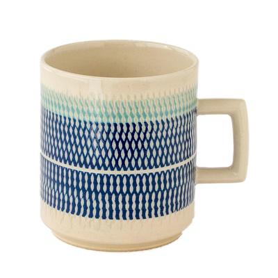 EDITIONS Shofu Kiln Mug Mino Ware Made In Japan KANNA Flying Plane Handmade Pottery Blue